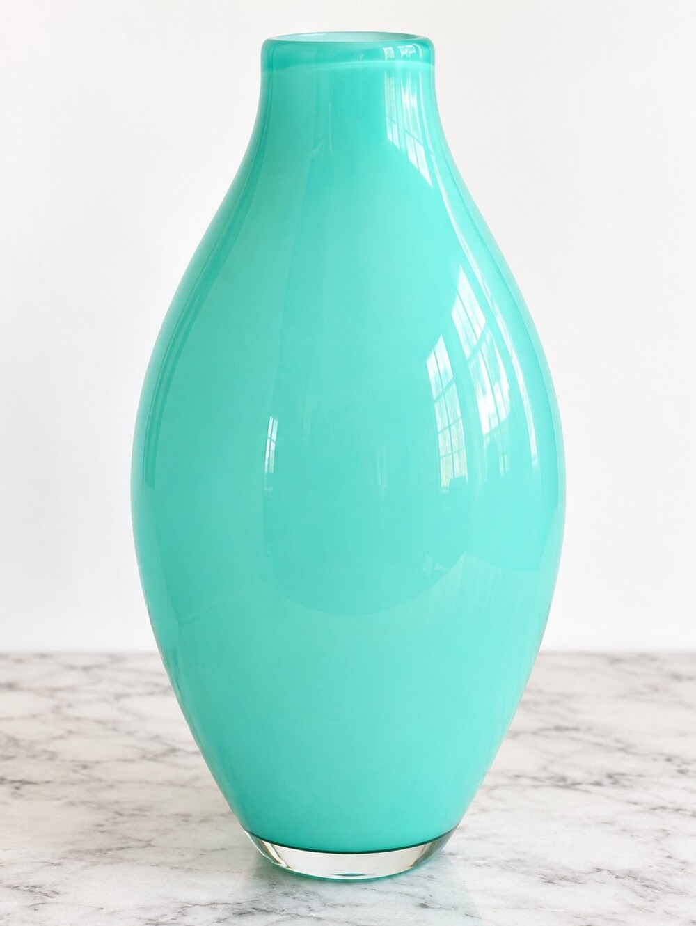 Crate & Barrel Splash Large 11.5" Aqua Cased Glass Vase Poland Blue Green MCM